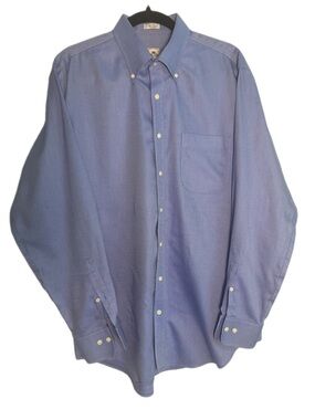 Peter Millar Blue Micro Check Dress Shirt Large Nanoluxe Button Down